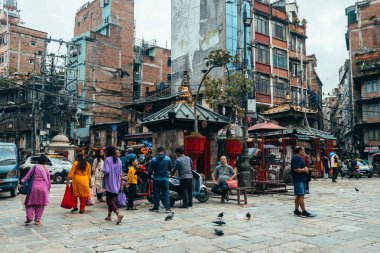 kathmandu, nepal. 25 Ağustos, 2023: Kathmandu 'nun eski şehir manzarası