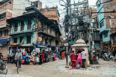 kathmandu, nepal. 25 Ağustos, 2023: Kathmandu 'nun eski şehir manzarası