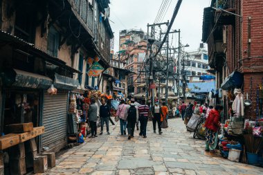 kathmandu, nepal. 25 Ağustos, 2023: Kathmandu 'nun eski şehir manzarası