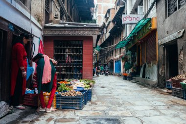 kathmandu, nepal. 25 Ağustos, 2023: Kathmandu 'nun eski şehir manzarası