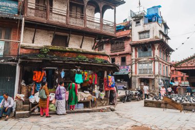 kathmandu, nepal. 25 Ağustos, 2023: Kathmandu 'nun eski şehir manzarası