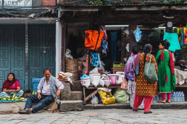 kathmandu, nepal. 25 Ağustos, 2023: Kathmandu 'nun eski şehir manzarası