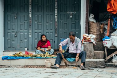 kathmandu, nepal. 25 Ağustos, 2023: Kathmandu 'nun eski şehir manzarası