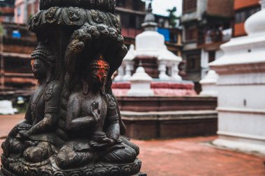 kathmandu, nepal. 25 Ağustos, 2023: Kathmandu 'nun eski şehir manzarası