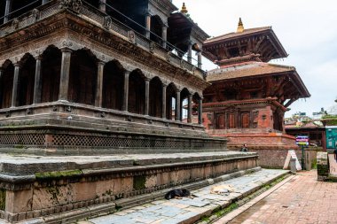 kathmandu, nepal. 25 Ağustos, 2023: Kathmandu eski kasabasının sokak manzarası, Nepal