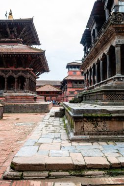 kathmandu, nepal. 25 Ağustos, 2023: Kathmandu eski kasabasının sokak manzarası, Nepal