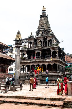 kathmandu, nepal. 25 Ağustos, 2023: Kathmandu eski kasabasının sokak manzarası, Nepal