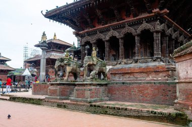 kathmandu, nepal. 25 Ağustos, 2023: Kathmandu eski kasabasının sokak manzarası, Nepal
