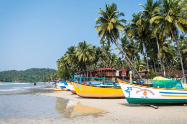 Palolem, Hindistan. 2 Kasım 2023: Güneşli bir günde Palolem Plajı