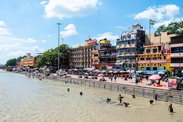 Haridwar Indie Září 2023 Lidé Pořádají Obřad Očisty Řekách Gangů — Stock fotografie