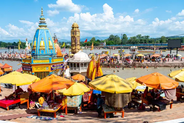 Haridwar India 2023 Szeptember Emberek Tisztító Szertartást Tartanak Gangesz Folyóban — Stock Fotó