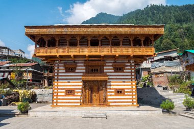 manali, india. 10th september, 2023: shanty houses of old manali, india clipart