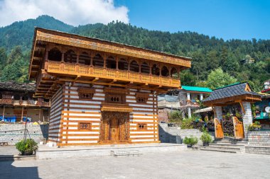 Manali, Hindistan. 10 Eylül 2023: Eski Manali, Hindistan 'ın gecekondu evleri