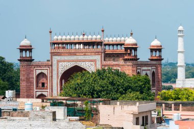 Agra, Hindistan 'daki muhteşem Tac Mahal Sarayı manzarası