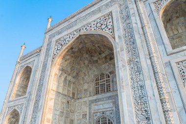 Agra, Hindistan 'daki muhteşem Tac Mahal Sarayı manzarası