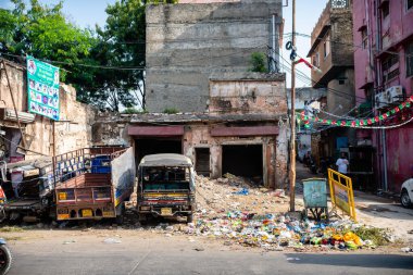 Jaipur, Hindistan. 5 Ekim 2023: Jaipur şehri sokak manzarası, Hindistan