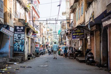 Jaipur, Hindistan. 5 Ekim 2023: Jaipur şehri sokak manzarası, Hindistan