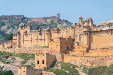 Jaipur, Hindistan 'daki kehribar kalesinin manzarası