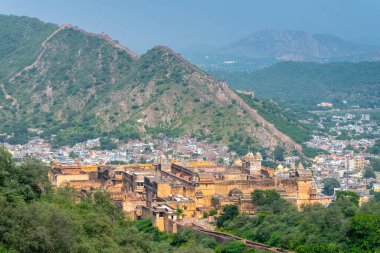 Jaipur, Hindistan 'daki kehribar kalesinin manzarası