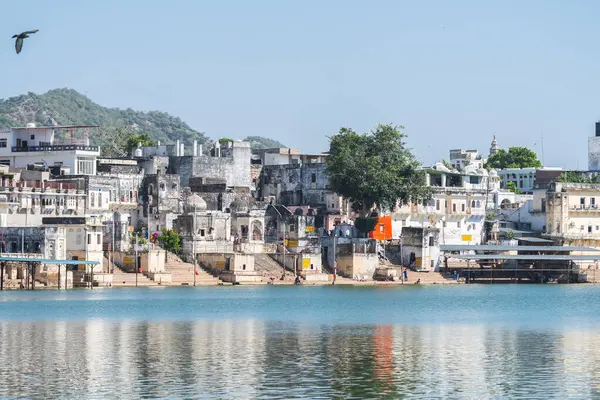 Pushkar Indie Października 2023 Panoramiczny Widok Jezioro Pushkar Indie — Zdjęcie stockowe