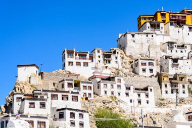 Leh, Hindistan 'daki Thikse Gompa Manastırı manzarası