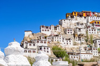 Leh, Hindistan 'daki Thikse Gompa Manastırı manzarası