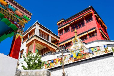 Leh, Hindistan 'daki Thikse Gompa Manastırı manzarası
