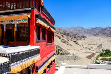 Leh, Hindistan 'daki Thikse Gompa Manastırı manzarası