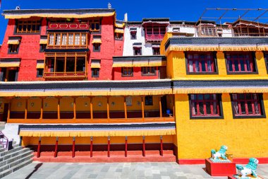 Leh, Hindistan 'daki Thikse Gompa Manastırı manzarası