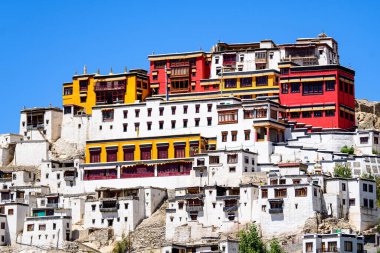 Leh, Hindistan 'daki Thikse Gompa Manastırı manzarası