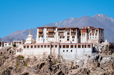 Hindistan, Leh Ladakh bölgesindeki Thikse Manastırı manzarası