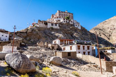 Hindistan, Leh Ladakh bölgesindeki Thikse Manastırı manzarası