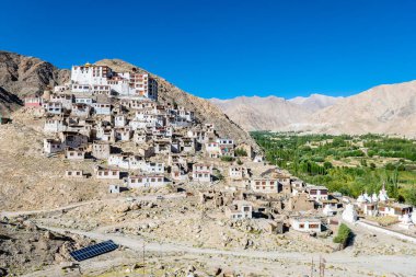 Hindistan, Leh Ladakh bölgesindeki Thikse Manastırı manzarası