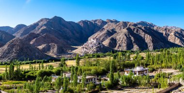 Hindistan, Leh Ladakh bölgesindeki Thikse Manastırı manzarası