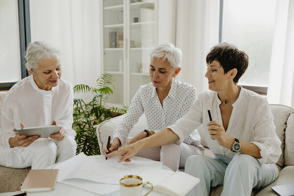 Group Happy Business Lady Working Together New Project Office Stock Photo