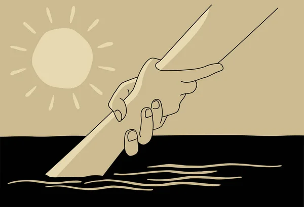用溺水的手帮助和希望的概念 慈善的例子 帮助的手 — 图库矢量图片