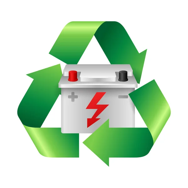 Lead Acid Car Battery Recycling Sign Tecnología Soluciones Para Acumulador — Archivo Imágenes Vectoriales
