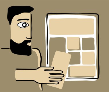 Web geliştiricisi soyut tarzda UI kablosuz çerçevesi yapıyor. Vektör illüstrasyonu