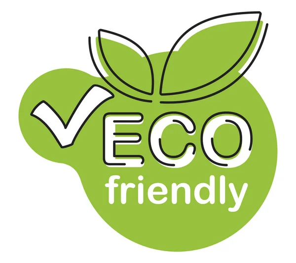Bolha Verde Ecológica Com Texto Linha Emblema Para Produtos Alimentares — Vetor de Stock