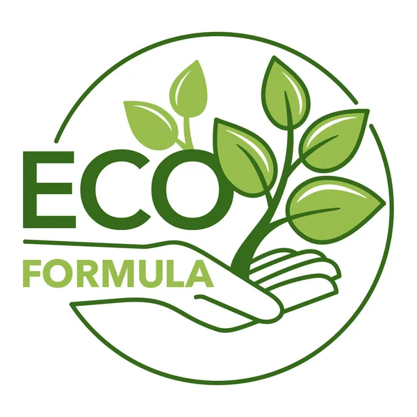 Naklejka Eco Formuła Przyjazna Dla Środowiska Odznaka Dwukolorowych Zaokrąglonych Dekoracjach — Wektor stockowy