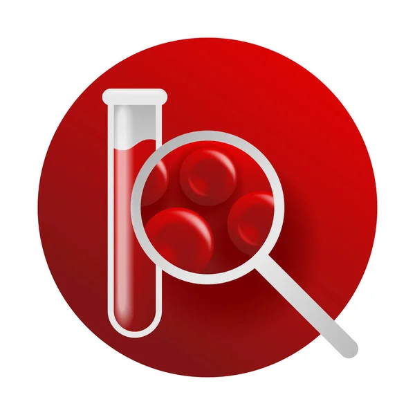 Tam Kan Testi Tam Kan Sayımı Ikonu Beyaz Kırmızı Hücreler — Stok Vektör