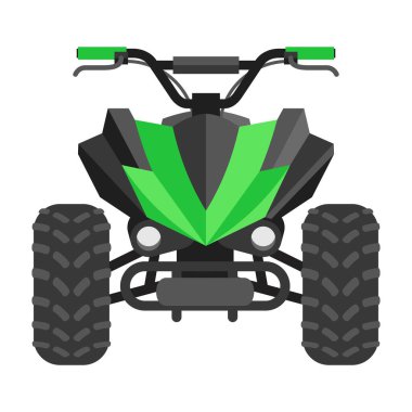 Quad bike isolated in front view. Four-wheeled motorcycle in flat style - isolated ivector illustration