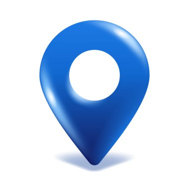 3 boyutlu konum simgesi ve parlak stil - kırmızı parlak GPS iğne izi - izole vektör amblemi. Vektör illüstrasyonu