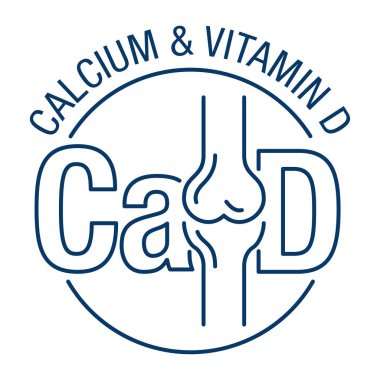 Calcium and Vitamin D3 as nutrition supplement for bone health. Isolated thin line vector icon