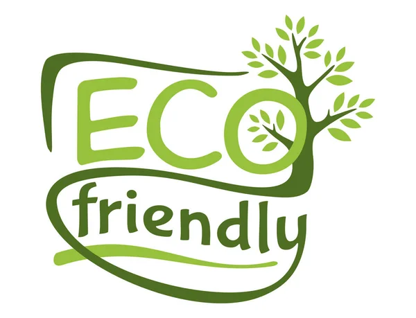 Eco Friendly Green Emblem Healthy Natural Products Made Clear Technology —  Vetores de Stock