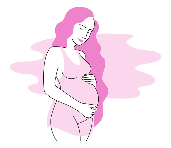 Zwangerschap Gelukkige Jonge Zwangere Vrouw Geïsoleerde Vectorillustratie Voor Thematische Decoratie — Stockvector