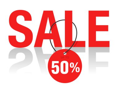 Sale 50 percents off isolated element with decorative rope tag. For flyer, poster, web banner. Vector illustration