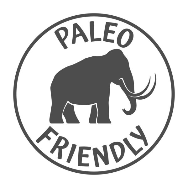 Paleo friendly stamp - Labeling for dieting nutrition with mammoth silhouette