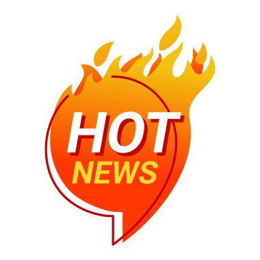 Hot and Lates news comic catchy burning button in flame bubble. Vector illustration