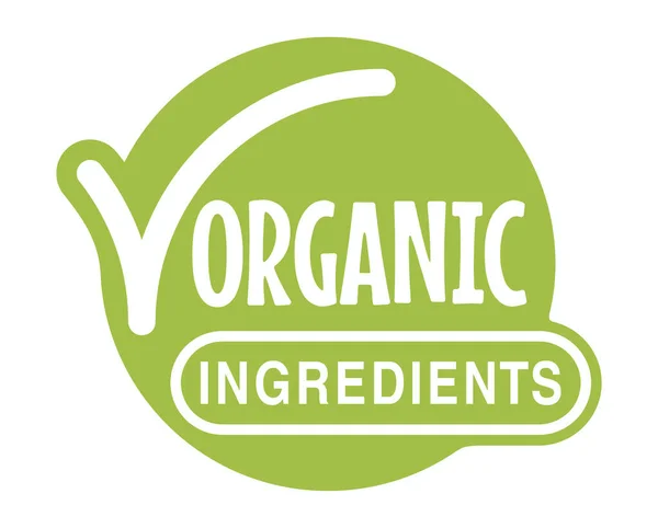 Organic Ingredients Flat Stamp Check Mark Healthy Natural Food Products — Stock Vector